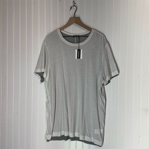 Vince Reversible Pima Cotton Tee XXL Gray White NWT | Luxe Essential Street - Picture 1 of 7
